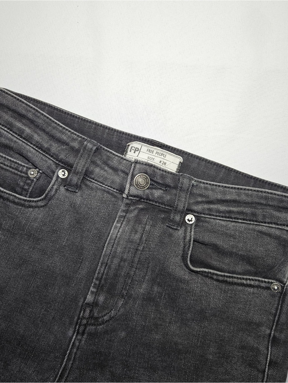 Free People We The Free Embroidered Floral Jeans W26 Black